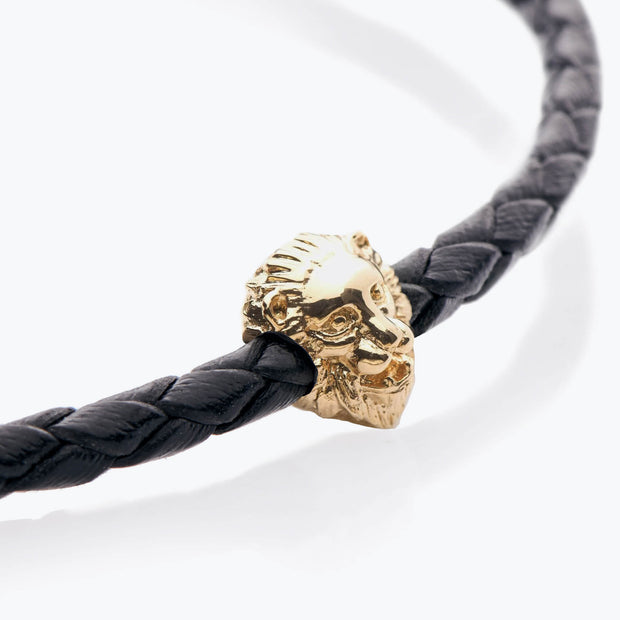 Gold Lion / Black Braided Leather