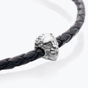Silver Lion / Black Braided Leather
